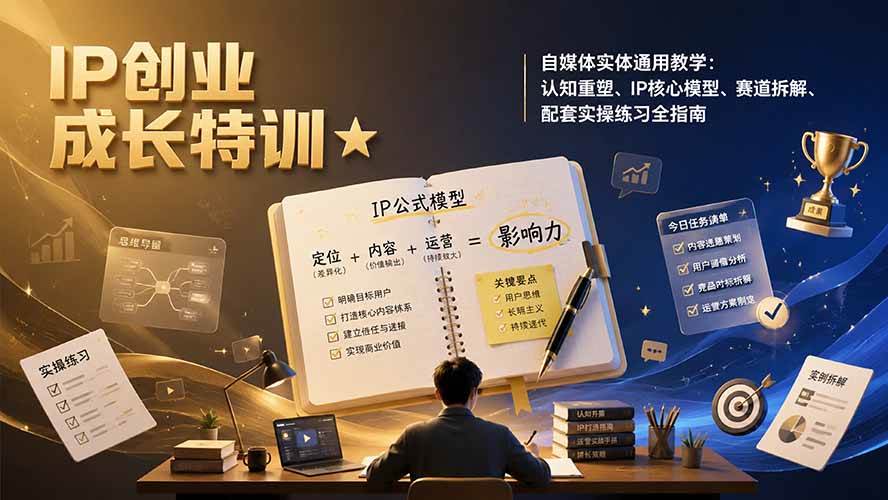 （19567期）IP创业成长特训★自媒体实体通用教学：认知重塑、IP核心模型、赛道拆解、配套实操练习全指南 - 佳梦网创 - 网创副业项目资源站-佳梦网创 - 网创副业项目资源站