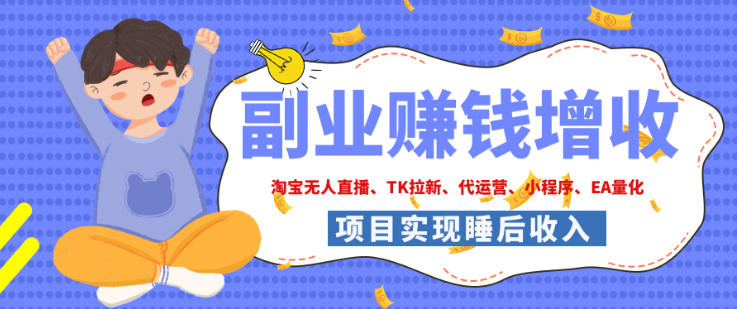 2026年多个真实落地副业项目，手把手带你搭建被动收入管道（淘宝无人直播、海外TK拉新、最新最全代运营、CSGO饰品交易、EA黄金量化、去水印小程序……）【揭秘】-佳梦网创 - 网创副业项目资源站