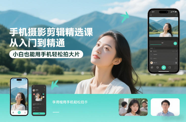 手机摄影剪辑精选课,从入门到精通,小白也能用手机轻松拍大片-佳梦网创 - 网创副业项目资源站