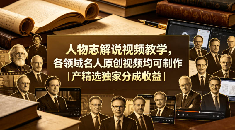 人物志解说视频教学,各领域名人原创视频均可制作丨精选独家分成收益-佳梦网创 - 网创副业项目资源站
