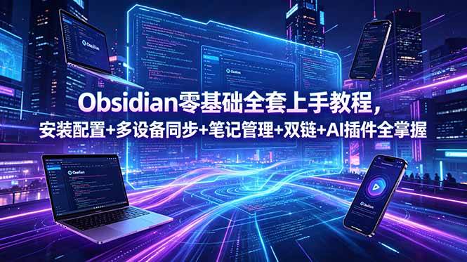 (18797期)Obsidian零基础全套上手教程,安装配置+多设备同步+笔记管理+双链+AI插件全掌握 (18797期)Obsidian零基础全套上手教程,安装配置+多设备同步+笔记管理+双链+AI插件全掌握