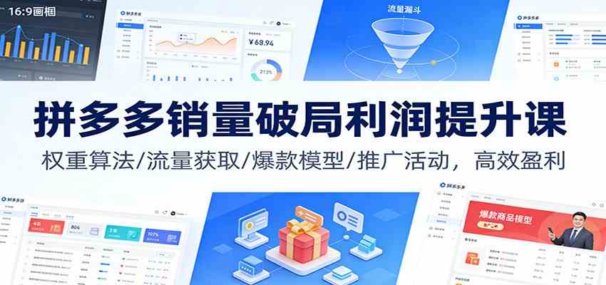 拼多多销量破局利润提升课：权重算法/流量获取/爆款模型/推广活动，高效盈利 - 佳梦网创 - 网创副业项目资源站-佳梦网创 - 网创副业项目资源站