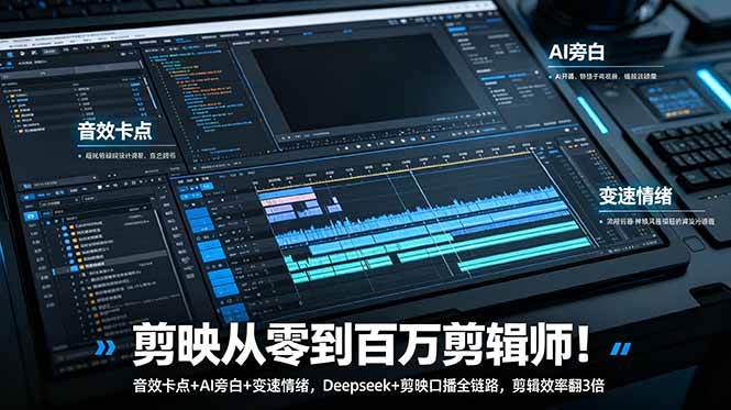 (18867期)剪映从零到百万剪辑师!音效卡点+AI旁白+变速情绪,Deepseek+剪映口播全链路,剪辑效率翻3倍 (18867期)剪映从零到百万剪辑师!音效卡点+AI旁白+变速情绪,Deepseek+剪映口播全链路,剪辑效率翻3倍
