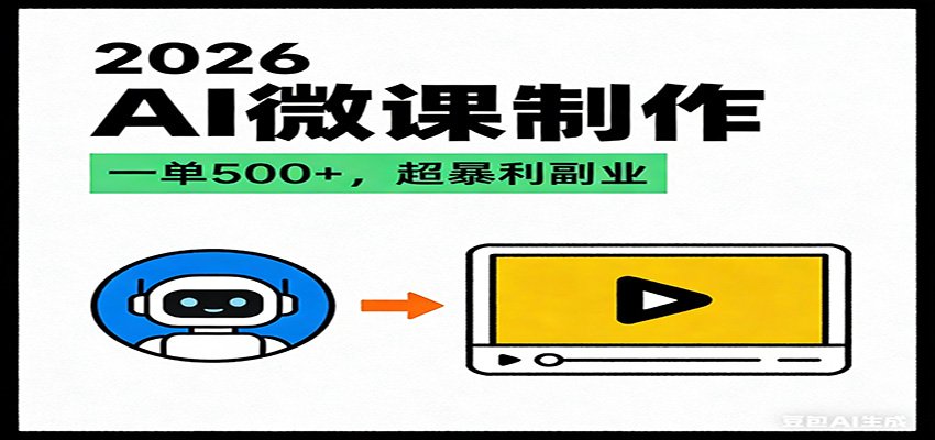 2026AI 风口最稳副业：微课代写制作，一单 500+，人人可做的蓝海项目 - 佳梦网创 - 网创副业项目资源站-佳梦网创 - 网创副业项目资源站