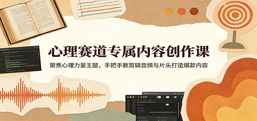 心理赛道专属内容创作课:聚焦心理力量主题,手把手教剪辑音频与片头打造爆款内容-佳梦网创 - 网创副业项目资源站