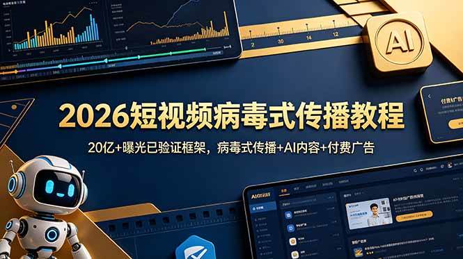 (18986期)2026短视频病毒式传播教程:20亿+曝光已验证框架,病毒式传播+AI内容+付费广告-佳梦网创 - 网创副业项目资源站