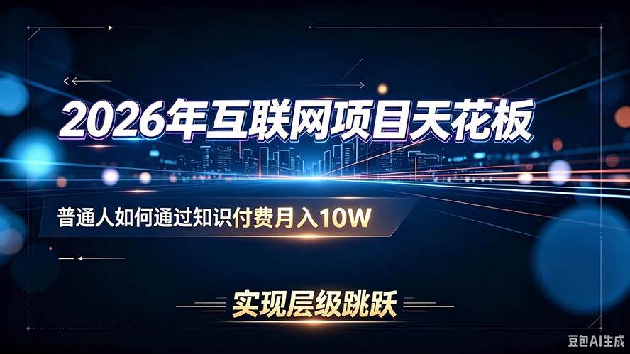 （20150期）2026年互联网项目天花板：普通人如何通过知识付费月入10W，实现层级跳跃-佳梦网创 - 网创副业项目资源站