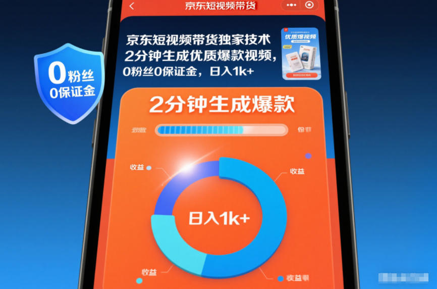 京东短视频带货独家技术，2分钟生成一条优质爆款视频，0粉丝0保证金，日入1k+【揭秘】 - 佳梦网创 - 网创副业项目资源站-佳梦网创 - 网创副业项目资源站
