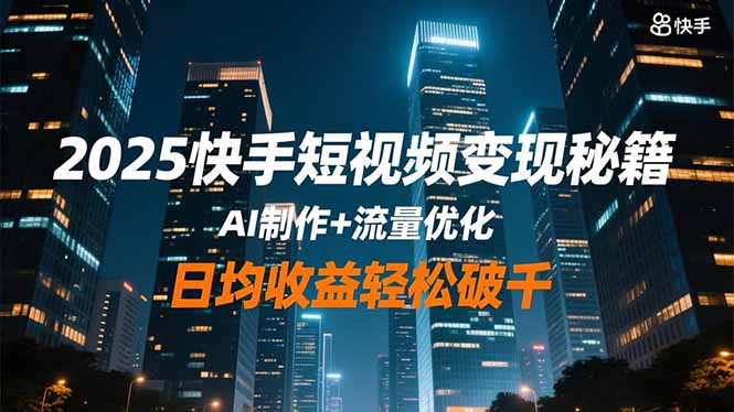 2025快手短视频变现秘籍，AI制作+流量优化，日均收益轻松破千 - 佳梦网创 - 网创副业项目资源站-佳梦网创 - 网创副业项目资源站