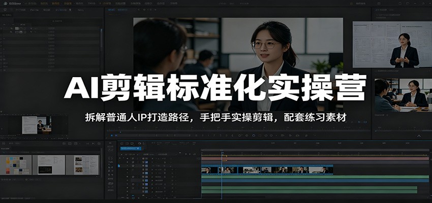 AI剪辑标准化实操营:拆解普通人IP打造路径,手把手实操剪辑,配套练习素材-佳梦网创 - 网创副业项目资源站