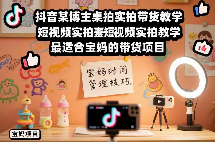 抖音某博主桌拍实拍带货教学，短视频实拍教学，最适合宝妈的带货项目 - 佳梦网创 - 网创副业项目资源站-佳梦网创 - 网创副业项目资源站