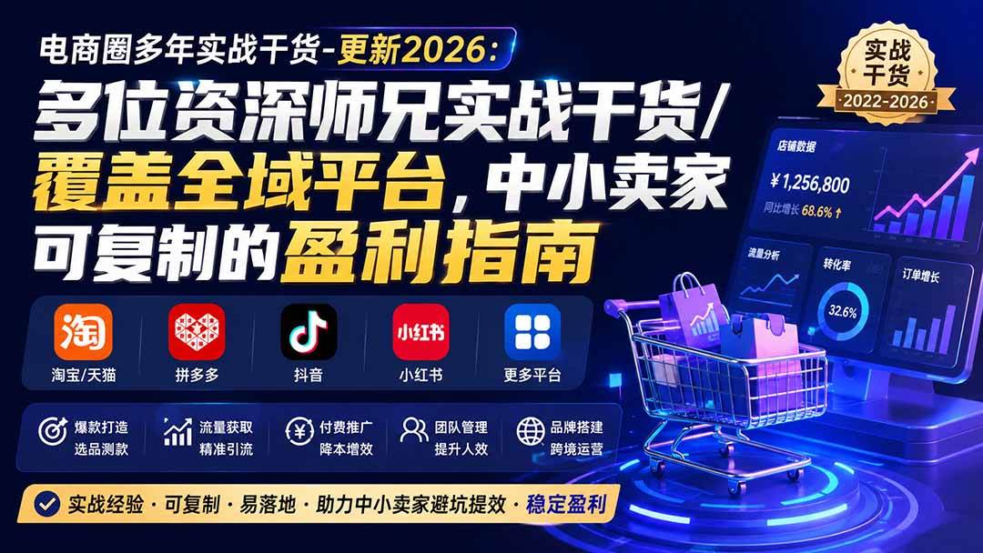 (20159期)电商圈多年实战干货-更新2026:多位资深师兄实战干货/覆盖全域平台,中小卖家可复制的盈利指南-佳梦网创 - 网创副业项目资源站