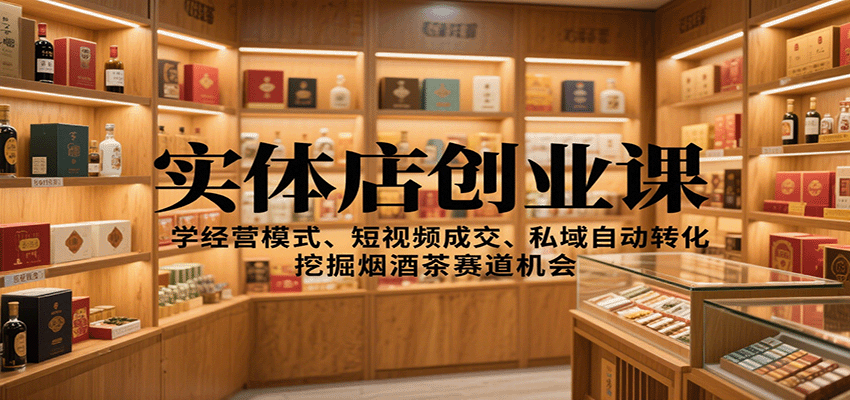 实体店创业课：学经营模式、短视频成交、私域自动转化，挖掘烟酒茶赛道机会 - 佳梦网创 - 网创副业项目资源站-佳梦网创 - 网创副业项目资源站
