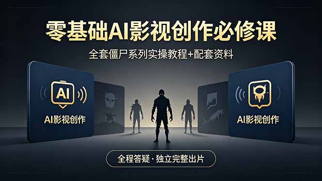 零基础AI影视创作必修课，全套僵尸系列实操教程加配套资料，全程答疑带你独立完整出片 - 佳梦网创 - 网创副业项目资源站-佳梦网创 - 网创副业项目资源站