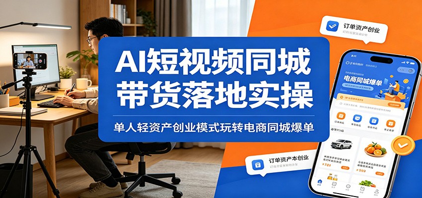 AI短视频同城带货落地实操：单人轻资产创业模式玩转电商同城爆单 - 佳梦网创 - 网创副业项目资源站-佳梦网创 - 网创副业项目资源站