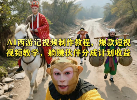 AI西游记视频制作教程，爆款短视频教学，躺賺伙伴分成计划收益 - 佳梦网创 - 网创副业项目资源站-佳梦网创 - 网创副业项目资源站