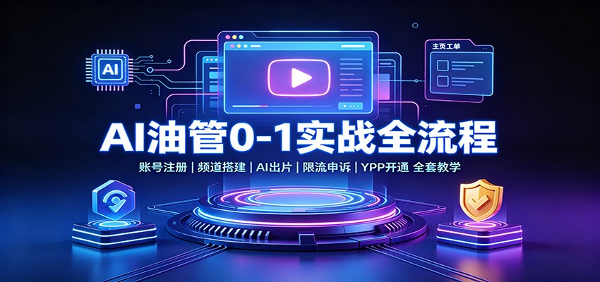 AI油管0-1实战：账号注册频道搭建，AI出片，限流申诉，YPP开通全套教学-佳梦网创 - 网创副业项目资源站