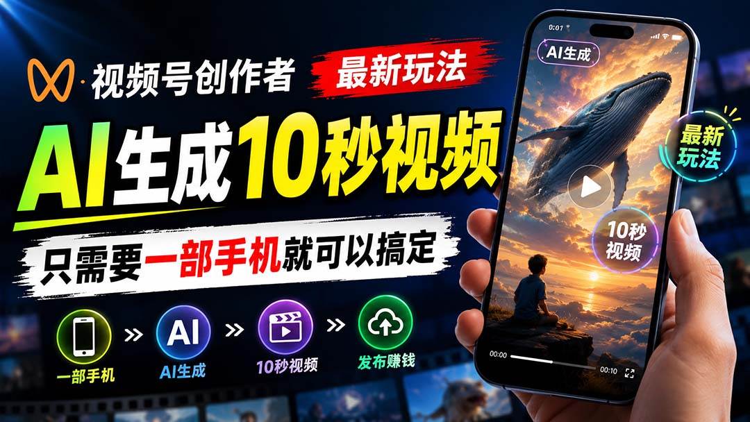 (20136期)视频号创作者最新玩法,AI生成10秒视频,只需要一部手机就可以搞定-佳梦网创 - 网创副业项目资源站