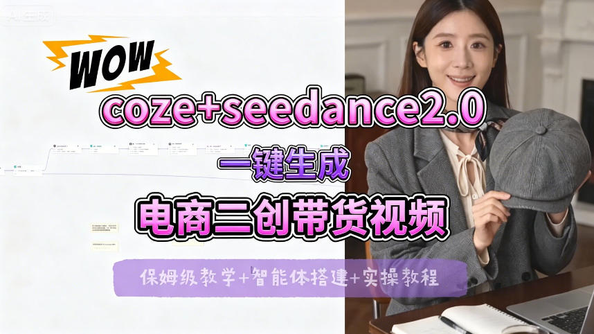 【Coze工作流搭建实操教程】seedance2.0+coze一键生成电商二创带货视频，全流程保姆级教学 - 佳梦网创 - 网创副业项目资源站-佳梦网创 - 网创副业项目资源站