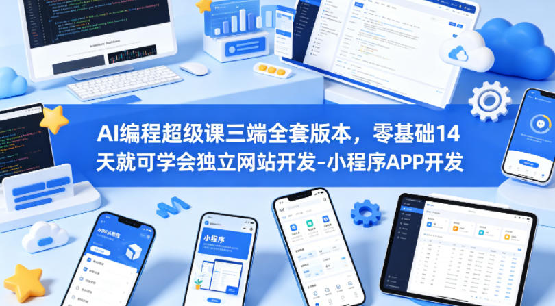 AI编程超级课三端全套版本，零基础14天就可学会独立网站开发-小程序APP开发 - 佳梦网创 - 网创副业项目资源站-佳梦网创 - 网创副业项目资源站