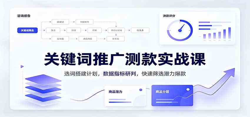 关键词推广测款实战课：选词搭建计划，数据指标研判，快速筛选潜力爆款-佳梦网创 - 网创副业项目资源站