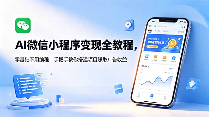 AI微信小程序变现全教程，零基础不用编程，手把手教你搭建项目赚取广告收益 - 佳梦网创 - 网创副业项目资源站-佳梦网创 - 网创副业项目资源站