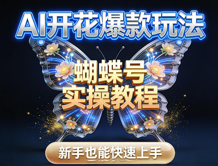 AI开花爆款玩法，蝴蝶号实操教程，新手也能快速上手 - 佳梦网创 - 网创副业项目资源站-佳梦网创 - 网创副业项目资源站