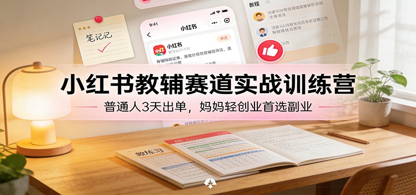 小红书教辅赛道实战训练营：普通人3天出单，妈妈轻创业首选副业 - 佳梦网创 - 网创副业项目资源站-佳梦网创 - 网创副业项目资源站