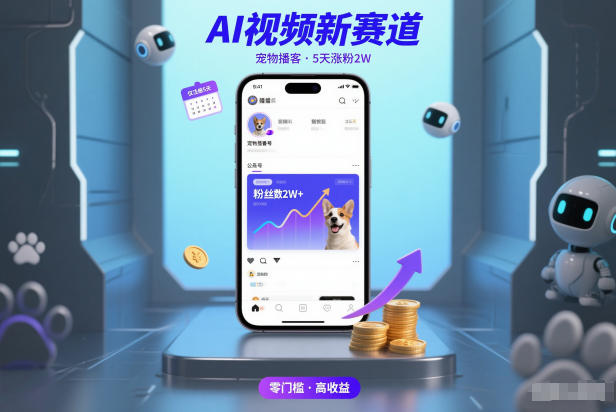 AI视频新赛道,宠物播客仅注册5天涨粉2W,收益非常可观-佳梦网创 - 网创副业项目资源站