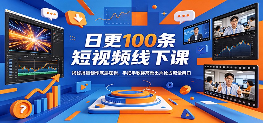 日更100条短视频线下课：揭秘批量创作底层逻辑，手把手教你高效出片抢占流量风口 - 佳梦网创 - 网创副业项目资源站-佳梦网创 - 网创副业项目资源站