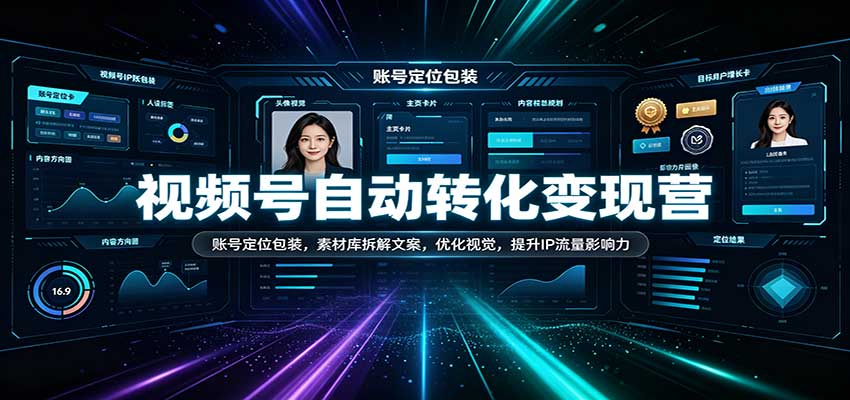 视频号自动转化变现营：账号定位包装，素材库拆解文案，优化视觉，提升IP流量影响力-佳梦网创 - 网创副业项目资源站