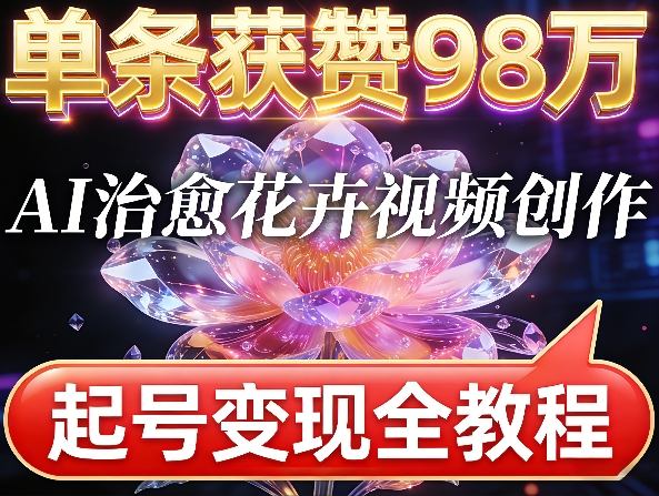 单条获赞98W，AI治愈花卉视频创作，起号变现全教程 - 佳梦网创 - 网创副业项目资源站-佳梦网创 - 网创副业项目资源站