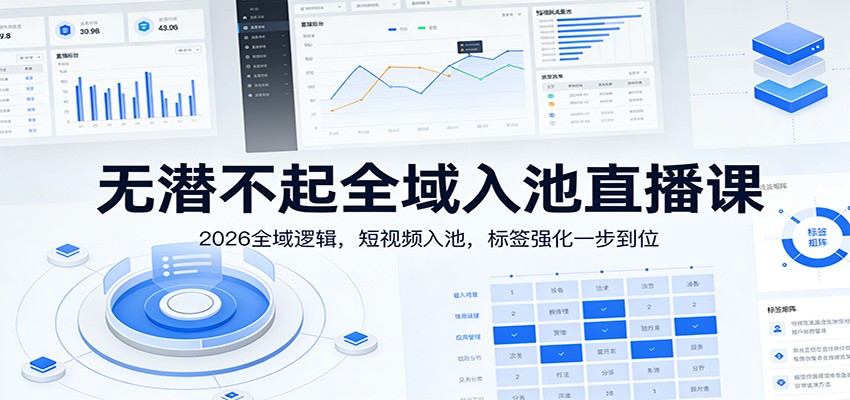 无潜不起全域入池直播课：2026全域逻辑，短视频入池，标签强化一步到位 - 佳梦网创 - 网创副业项目资源站-佳梦网创 - 网创副业项目资源站