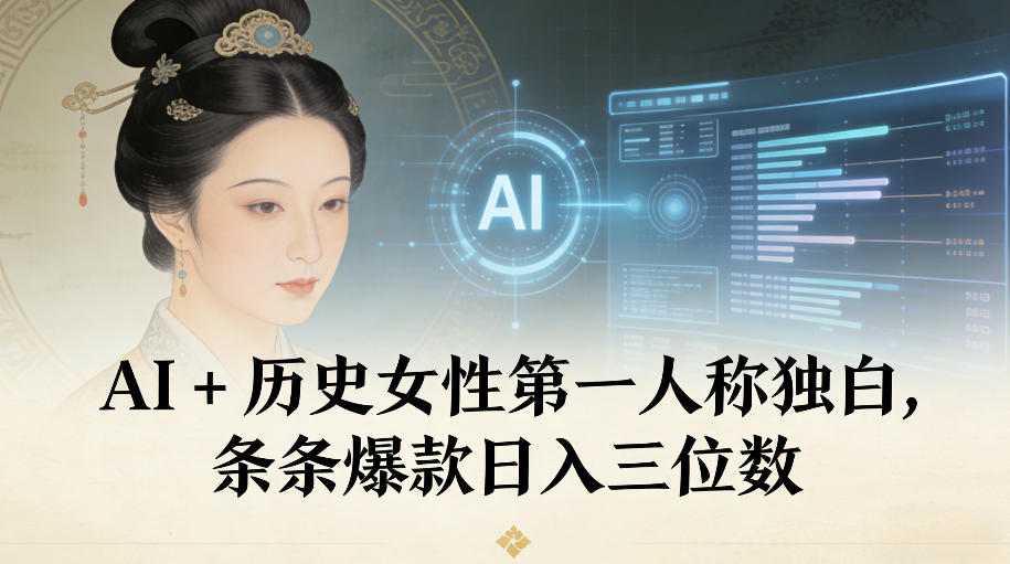 AI+历史女性第一人称独白，条条爆款日入三位数-佳梦网创 - 网创副业项目资源站