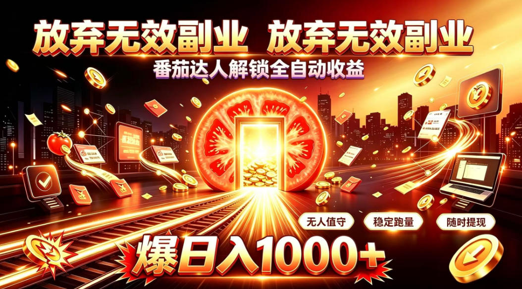 放弃无效副业，番茄达人解锁全自动收益，日入1k+，门槛最低的线上轻资产项目【揭秘】-佳梦网创 - 网创副业项目资源站