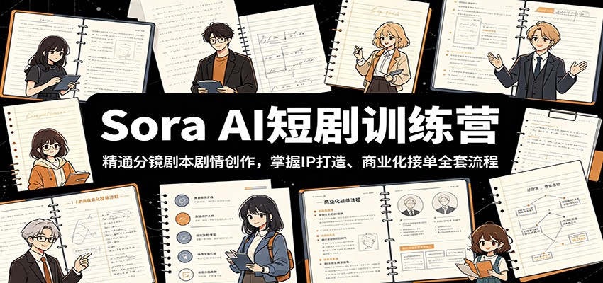 Sora AI短剧训练营：精通分镜剧本剧情创作，掌握IP打造、商业化接单全套流程-佳梦网创 - 网创副业项目资源站