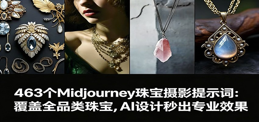 463个Midjourney珠宝摄影提示词：覆盖全品类珠宝，AI设计秒出专业效果 - 佳梦网创 - 网创副业项目资源站-佳梦网创 - 网创副业项目资源站