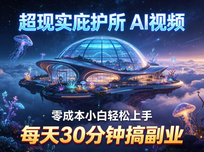 超现实庇护所AI视频项目拆解，零成本小白轻松上手，每天30分钟搞副业 - 佳梦网创 - 网创副业项目资源站-佳梦网创 - 网创副业项目资源站