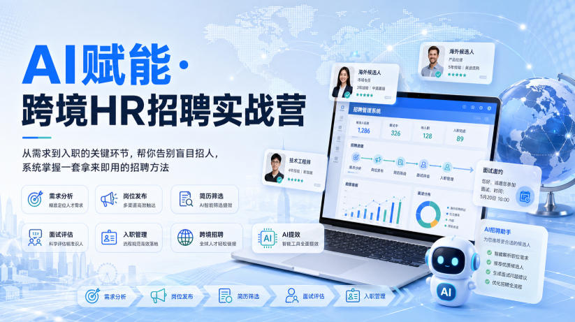 AI赋能·跨境HR招聘实战营,从需求到入职的关键环节,帮你告别盲目招人,系统掌握一套拿来即用的招聘方法-佳梦网创 - 网创副业项目资源站