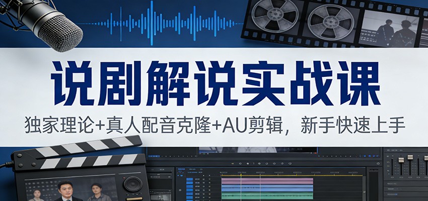 说剧解说实战课：独家理论+真人配音克隆+AU剪辑，新手快速上手 - 佳梦网创 - 网创副业项目资源站-佳梦网创 - 网创副业项目资源站
