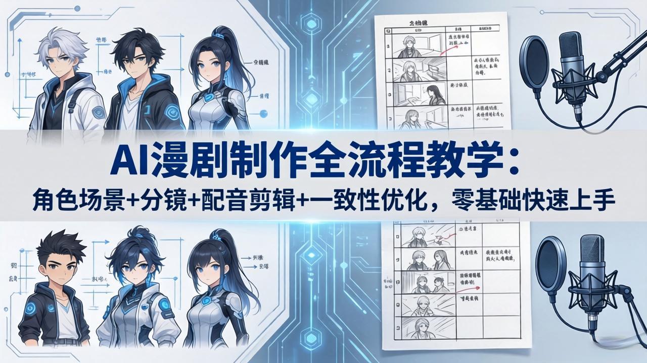 AI漫剧制作全流程教学：角色场景+分镜+配音剪辑+一致性优化，零基础快速上手 - 佳梦网创 - 网创副业项目资源站-佳梦网创 - 网创副业项目资源站
