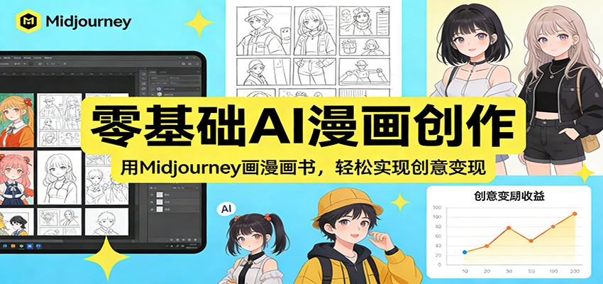 零基础AI漫画创作：用Midjourney画漫画书，轻松实现创意变现 - 佳梦网创 - 网创副业项目资源站-佳梦网创 - 网创副业项目资源站