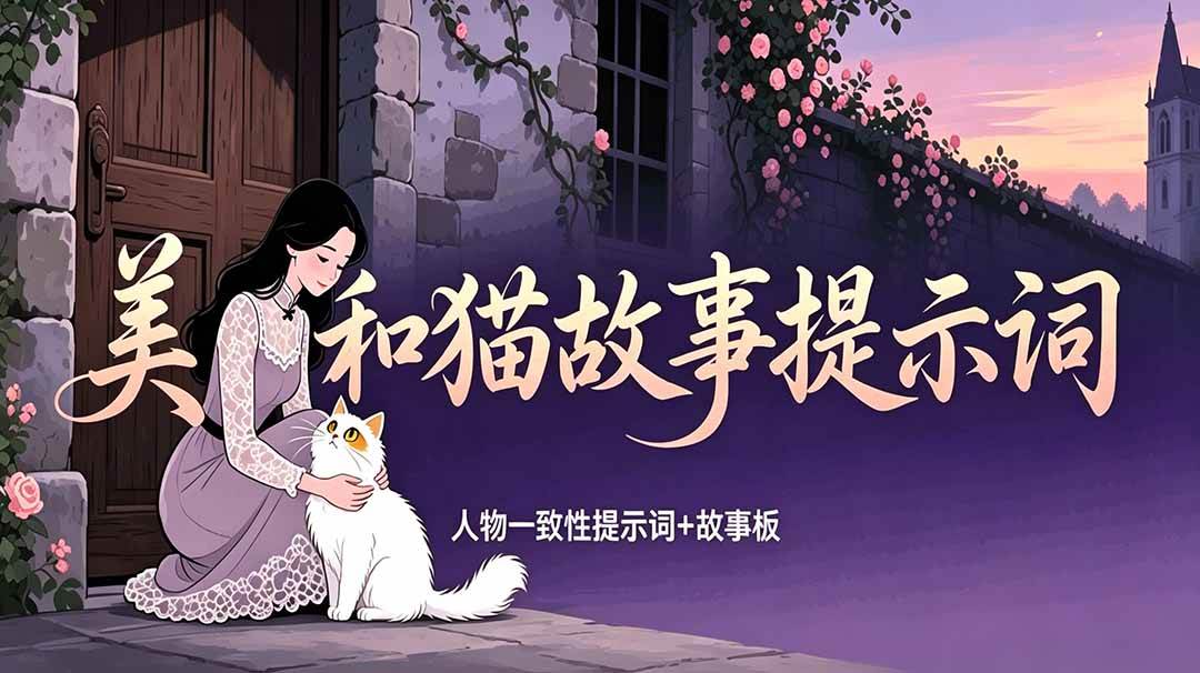 (18909期)美女和猫故事提示词,人物一致性提示词+故事板-佳梦网创 - 网创副业项目资源站
