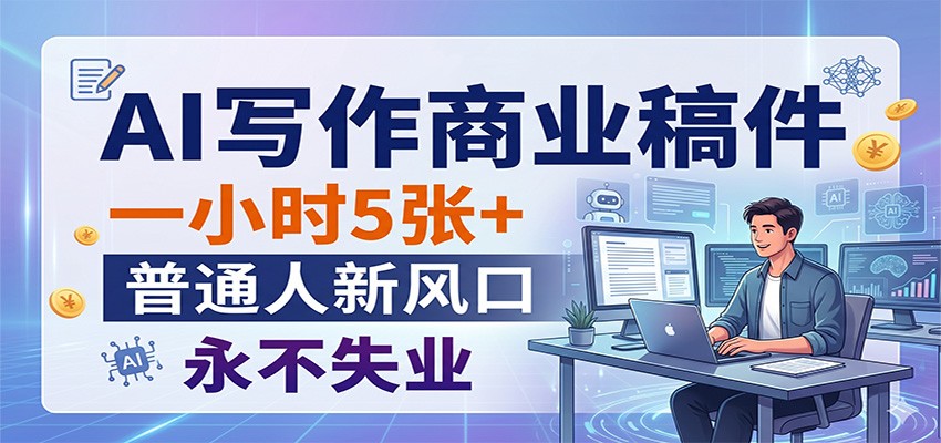 AI写作商业稿件,一小时5张+,普通人新风口,永不失业-佳梦网创 - 网创副业项目资源站