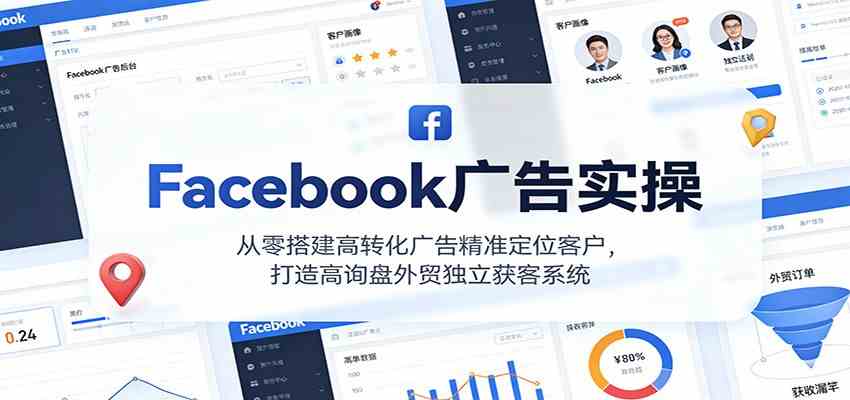 Facebook广告实操,从零搭建高转化广告精准定位客户,打造高询盘外贸独立获客系统-佳梦网创 - 网创副业项目资源站
