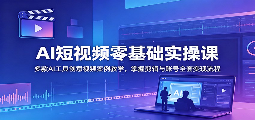AI短视频零基础实操课:多款AI工具创意视频案例教学,掌握剪辑与账号全套变现流程-佳梦网创 - 网创副业项目资源站