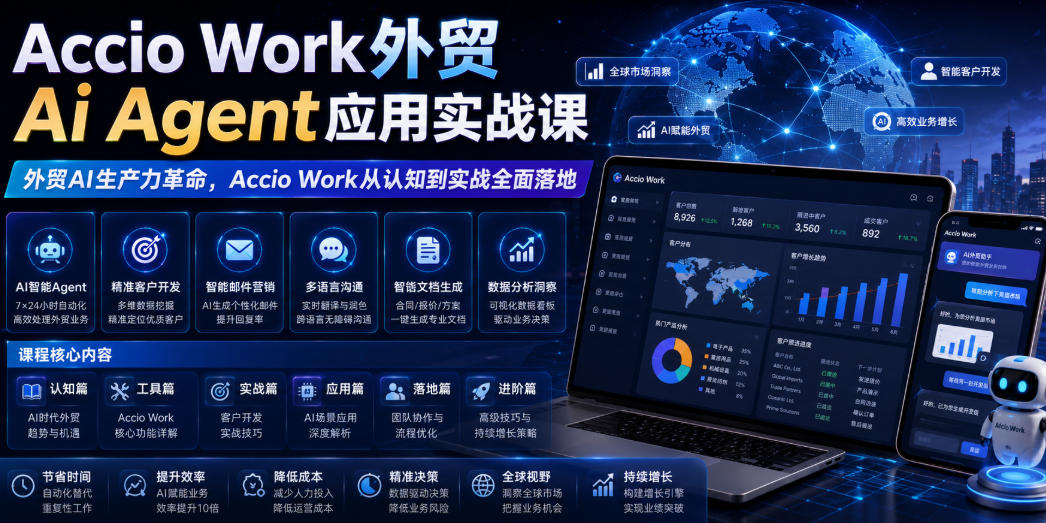 Accio Work外贸Ai Agent应用实战课,外贸AI生产力革命,Accio Work从认知到实战全面落地-佳梦网创 - 网创副业项目资源站