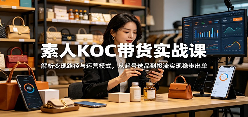 素人KOC带货实战课：解析变现路径与运营模式，从起号选品到投流实现稳步出单 - 佳梦网创 - 网创副业项目资源站-佳梦网创 - 网创副业项目资源站