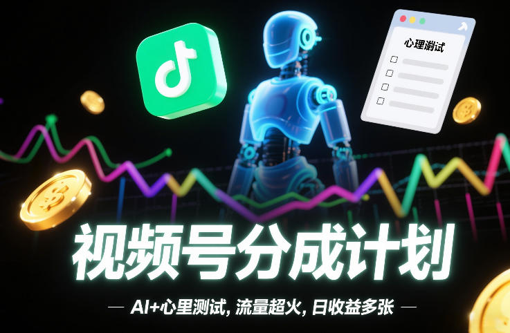 视频号分成计划,AI+心里测试,流量超火,日收益多张-佳梦网创 - 网创副业项目资源站