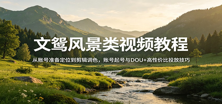 风景视频创作教程：从账号准备定位到剪辑调色，账号起号与DOU+高性价比投放技巧 - 佳梦网创 - 网创副业项目资源站-佳梦网创 - 网创副业项目资源站